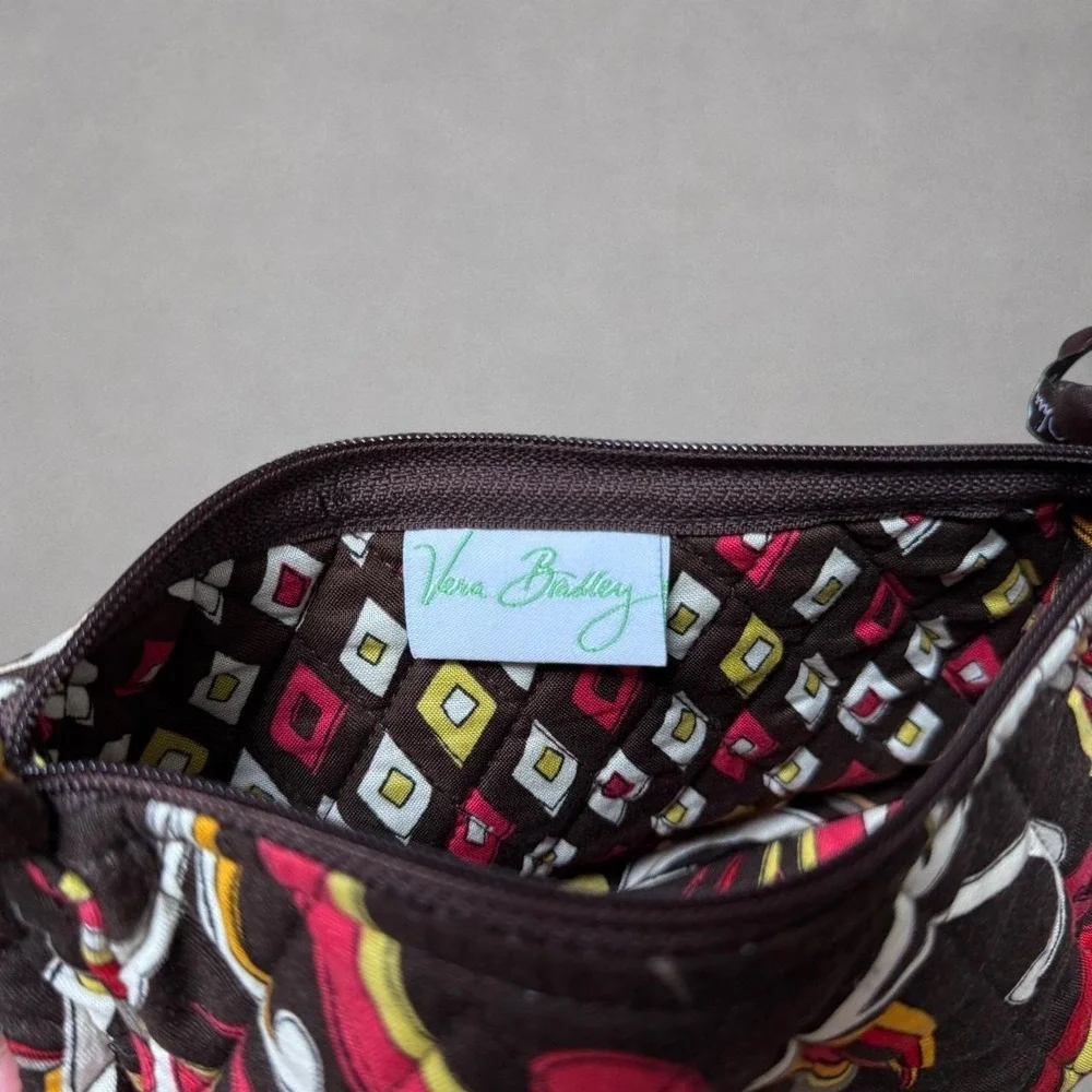 Vera Bradley Puccini Quilted Shoulder Bag Retired Brown Pink Yellow Y2K Purse